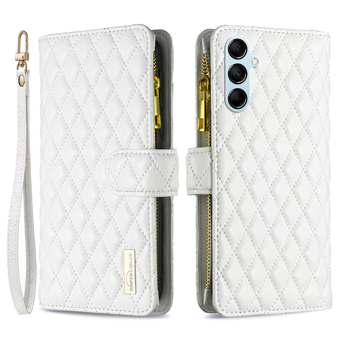 BINFEN COLOR BF Style-15 for Samsung Galaxy M14 5G Zipper Pocket PU Leather Wallet Case Phone Stand Cover BINFEN COLOR BF Style-15 for Samsung Galaxy M14 5G Zipper Pocket PU Leather Wallet Case Phone Stand Cover